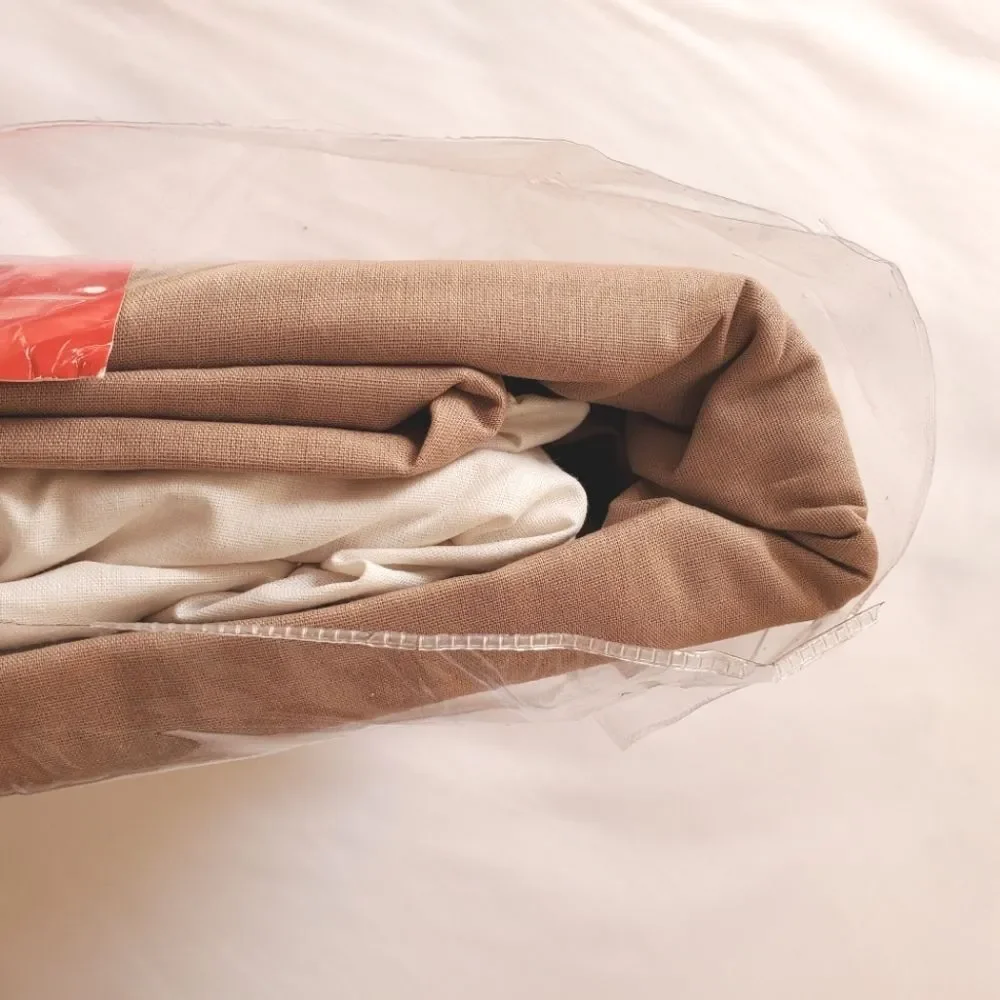 Bahi Tan/Cream 100% Cotton Sateen 4 Piece Duvet Cover Set Full